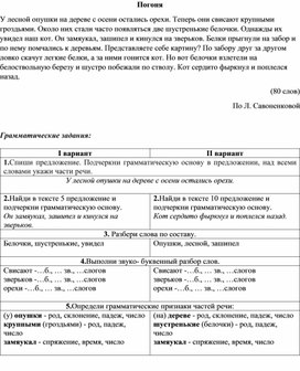 Стандартизированная контрольная работа по русскому языку за II триместр 4  класс
