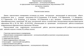 Обложка для материала Перспективное планирование коррекционно – логопедической работы по преодолению недостатков письменной речи, обусловленных СНР для группы учащихся 5 класса