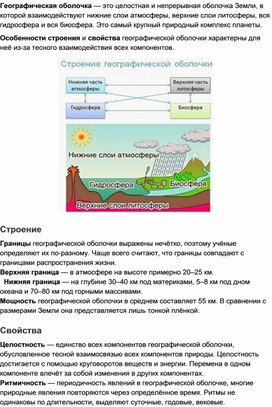 Обложка для материала Географическая оболочка