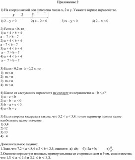 Обложка для материала 2. Числовые неравенства и их свойства. Приложение 2