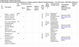 Приложение к "РАБОЧАЯ ПРОГРАММА (ID 1331301) учебного предмета «Физика. Базовый уровень» для обучающихся 10-11 классов "