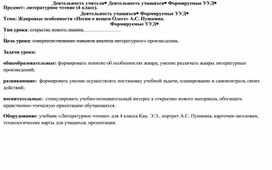 Тема: Жанровые особенности «Песни о вещем Олеге» А.С. Пушкина.