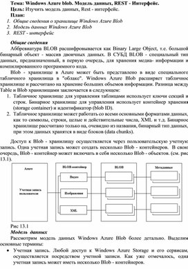 Обложка для материала Windows Azure blob. Модель данных, REST - Интерфейс