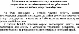 Обложка для материала Методика визначення впливу господарських операцій на економіко-правовий та фінансовий стан та зміни стану господарства