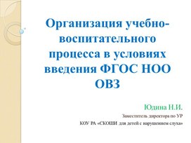 Презентация "Организация учебно-воспитательного процесса в условиях введения ФГОС НОО ОВЗ"