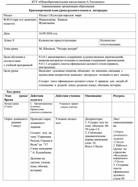Обложка для материала КСП  урока  в  9 классе  М. Шаханов. "Четыре матери"