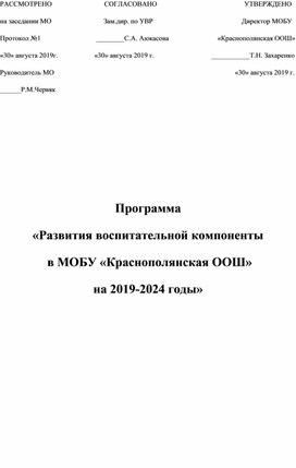 Развитие воспитательной компоненты 2019-2020гг