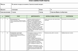 План совместной работы. Модуль математика. Из жизни четырехугольников