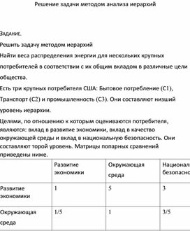 Обложка для материала Решение задачи методом анализа иерархий