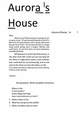 Рабочий лист " Aurora's House