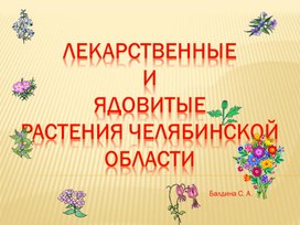 Презентация" Лекарственные и ядовитые ратсения Челябинской области"