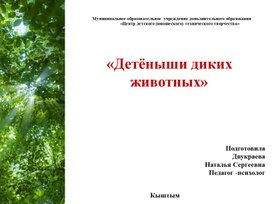 Презентация на тему: "Детёныши диких животных"