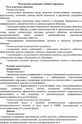Программа по русскому языку для 7 класса