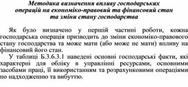Обложка для материала Методика визначення впливу господарських операцій на економіко-правовий та фінансовий стан та зміни стану господарства