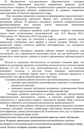 Обложка для материала Сенсорное развитие детей через дидактические игры