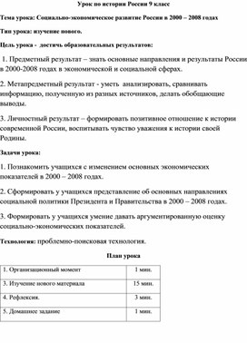 Социально-экономическое развитие России 2000-2008 гг.