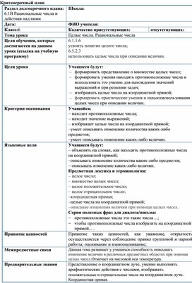 Обложка для материала 3. Целые числа. Рациональные числа.  Вариант 1