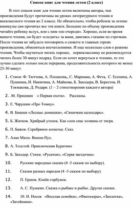 Обложка для материала список книг 4 класс