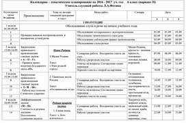 Обложка для материала Календарно-тематическое планирование (6 класс, нарушения слуха)