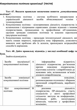 Обложка для материала Комунікативна політика організації  (тести)