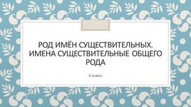 Презентация Род имён существительных. Имена существительные общего рода (5 класс)