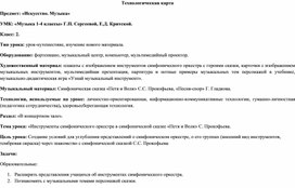 Технологическая карта урока музыки во втором классе "Симфоническая сказка "Петя и волк"