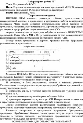 Обложка для материала Прерывания MS-DOS