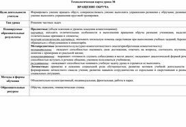 Технологическая карта урока для 1 класса. Тема: "Вращение обруча".