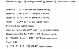 Обложка для материала Плановая загрузка j – ой группы оборудования Зj - Токарные станки