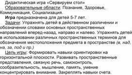 Обложка для материала Дидактическая игра «Сервируем стол»