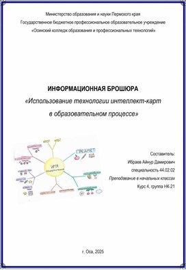 Обложка для материала ИНФОРМАЦИОННАЯ БРОШЮРА  «Использование технологии интеллект-карт  в образовательном процессе