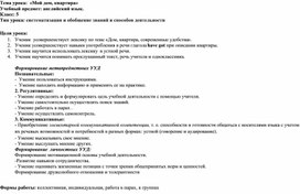 Тема урока:  «Мой дом, квартира» Учебный предмет: английский язык.