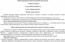 Рабочая программа кружка внеурочной деятельности  «Умники и умницы»