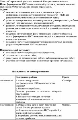 Тема:Современный учитель - активный Интернет пользователь"