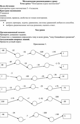 Обложка для материала 2. Повторение курса математикиМетодические рекомендации к уроку