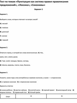 Обложка для материала Тест по темам по русскому языку