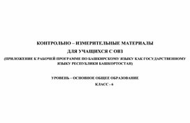 КОНТРОЛЬНО – ИЗМЕРИТЕЛЬНЫЕ МАТЕРИАЛЫ ДЛЯ УЧАЩИХСЯ С ОВЗ (ПРИЛОЖЕНИЕ К РАБОЧЕЙ ПРОГРАММЕ ПО БАШКИРСКОМУ ЯЗЫКУ КАК ГОСУДАРСТВЕННОМУ ЯЗЫКУ РЕСПУБЛИКИ БАШКОРТОСТАН) 6 класс