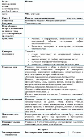 Обложка для материала Алгебра_8класс_Повторение_Элементы статистики_Разработка урока №4 (1)