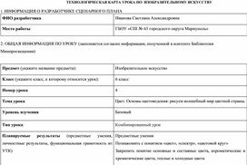 Обложка для материала ТЕХНОЛОГИЧЕСКАЯ КАРТА УРОКА ПО  ИЗОБРАЗИТЕЛЬНОМУ ИСКУССТВУ