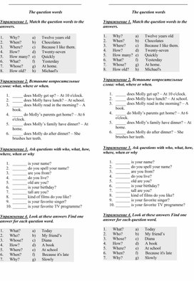 Проверочная работа по английскому языку по теме "The question words"