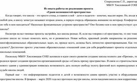 Статья "Из опыта работы по организации пространственно-развивающей образовательной среды"