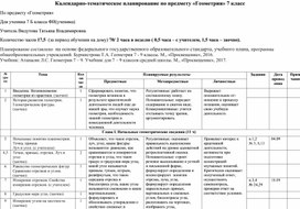 Календарно-тематическое планирование по предмету «Геометрия» 7 класс