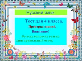 Обложка для материала Русский язык. 4 класс. Тест для проверки знаний.
