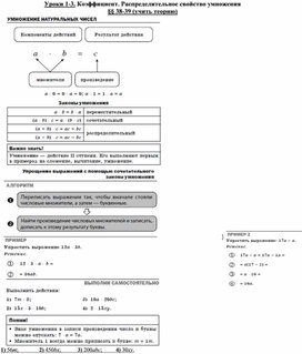 6 класс. Коэффициент. Распределительное свойство умножения
