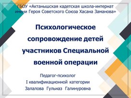 Психологическое сопровождение детей участников СВО