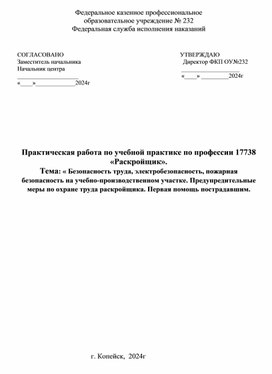 Практическая работа по учебной практике по профессии 17738 «Раскройщик».