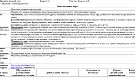 Технологическая карта урока русского языка в 5 классе по теме "Простые и сложные предложения"