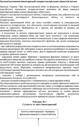 Обложка для материала Загальні положення інвентаризації товарно-матеріальних цінностей аптеки