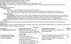 Обложка для материала Технологическая карта урока Морфологический разбор деепричастия
