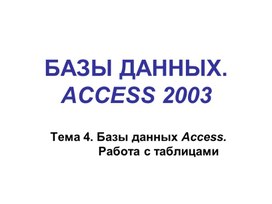 Обложка для материала БазыДанных_Access2003.ppt